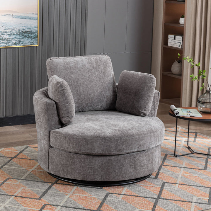Achorn 42.26" W Polyester Recessed Arm Slipcovered Swivel Barrel Chair Hokku Designs Fabric: Gray Polyester