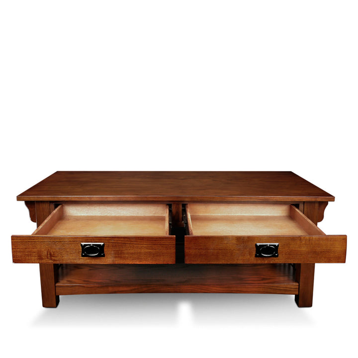 Brockton Solid Wood Coffee Table in Medium Oak Loon Peak®