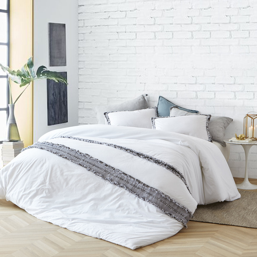 Portugal Boa Noite 200TC Washed Percale Cotton Fringe Duvet Cover Byourbed Size: Twin XL Duvet Cover