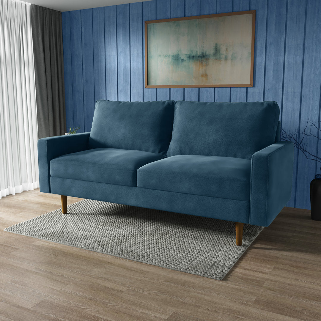 Markham 70" Velvet Square Arm Sofa Willa Arlo™ Interiors Fabric: Prussian Blue Polyester