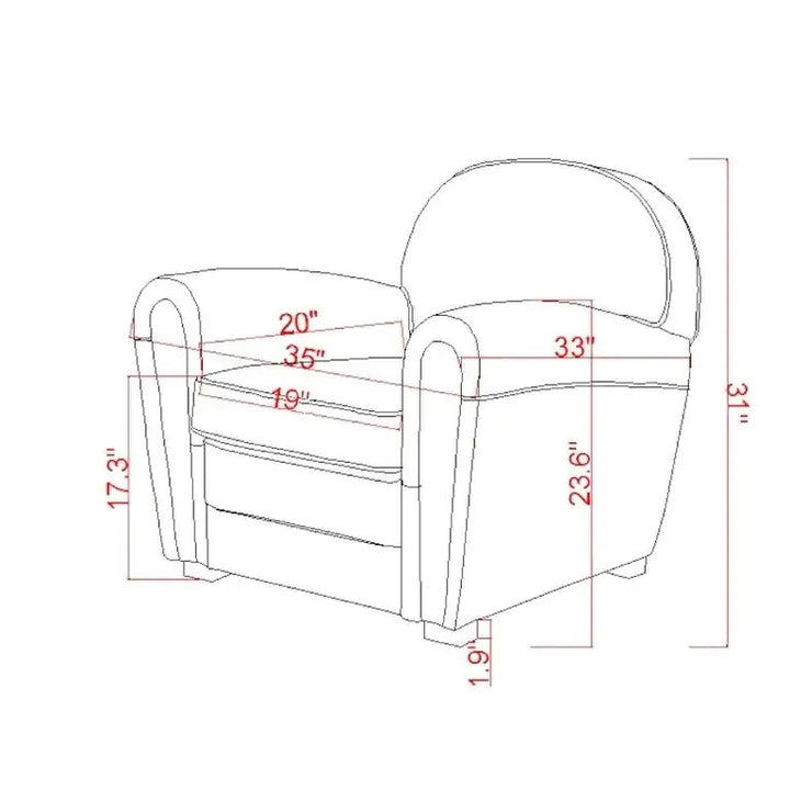 32" Wide Top Grain Leather Armchair Pasargad