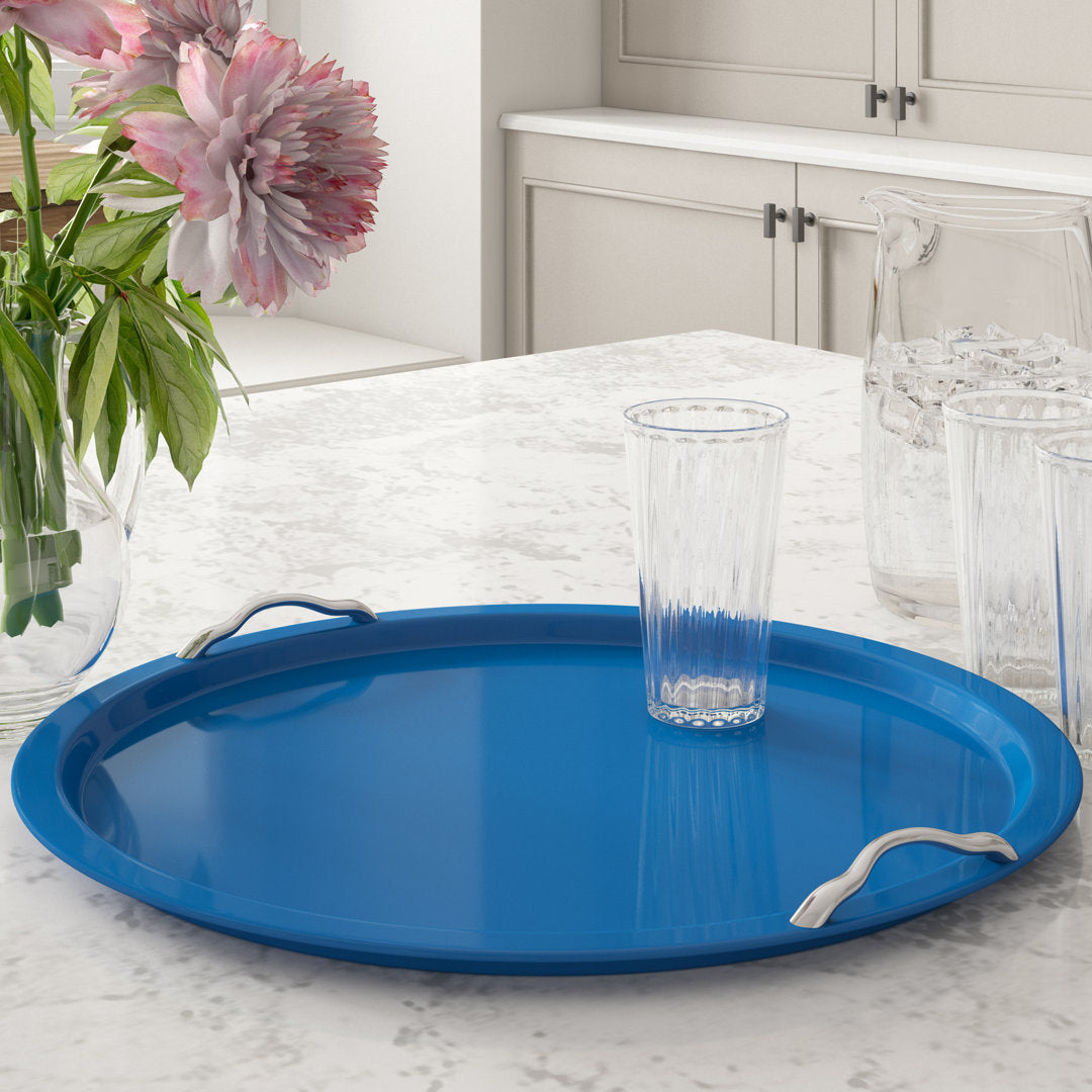 Forman Enameled Galvanized Serving Tray Ebern Designs Color: Blue