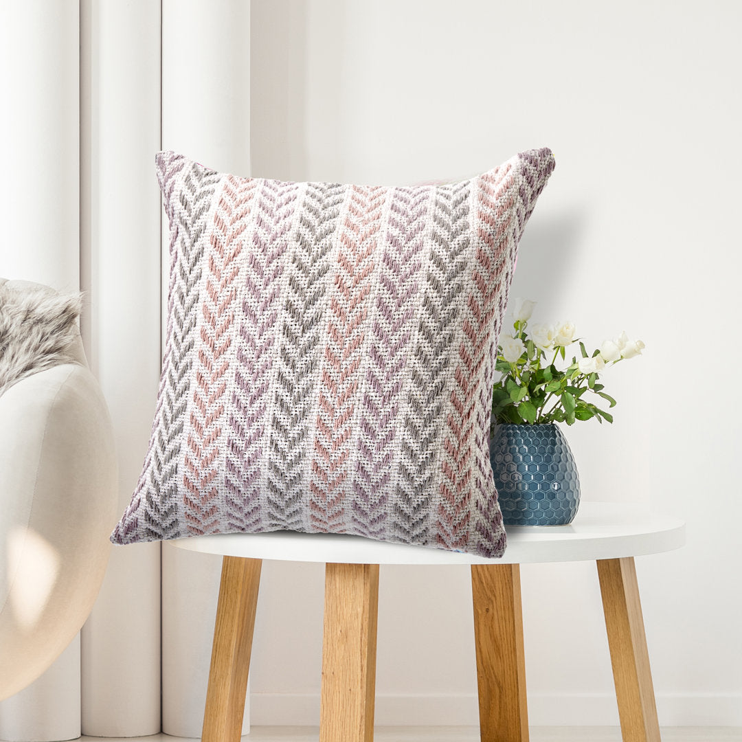 Hand-Woven Chevron Cotton Throw Pillow Rajani Home Color: Purple/Pink