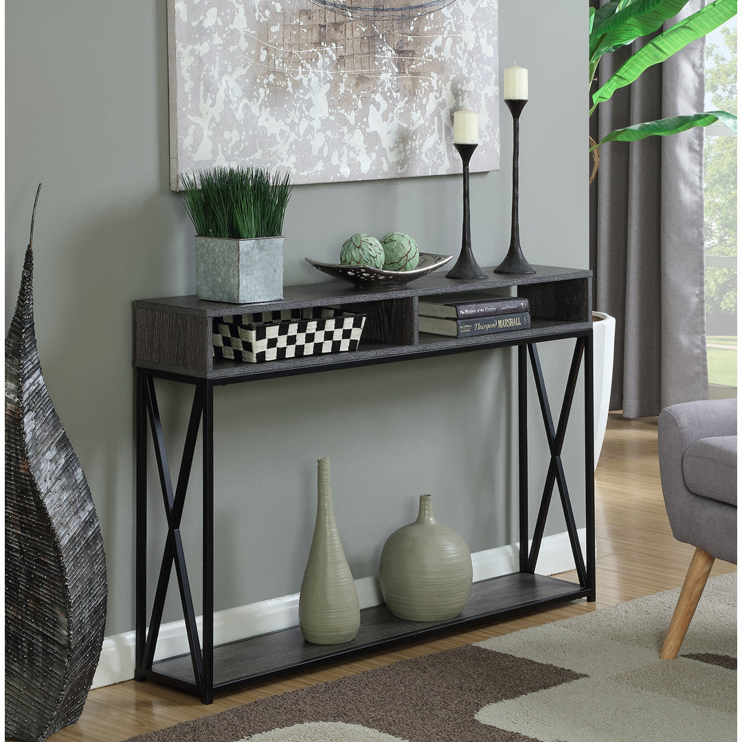 Ariyana 47.25" Console Table Lark Manor™ Top Color/Base Color: Weathered Gray Top/Black Base