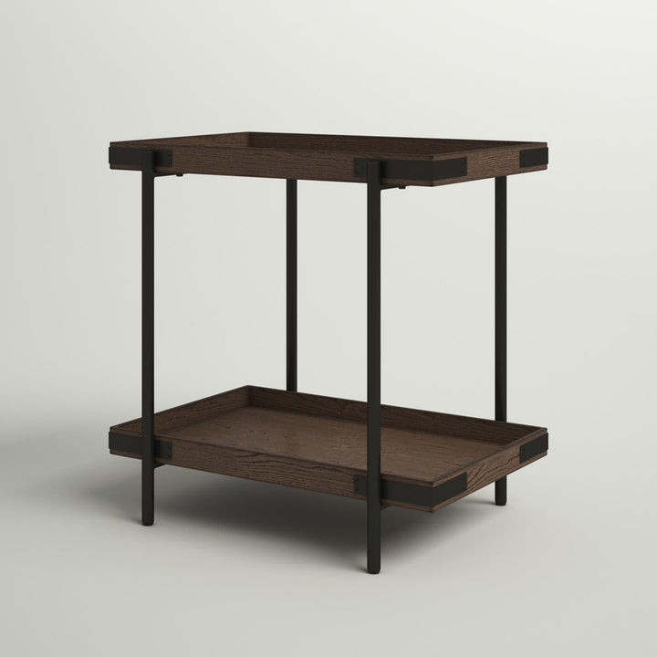Nikole 27" Wide Industrial Rustic Solid Wood Metal Rectangular Side Table With Shelf Trent Austin Design®