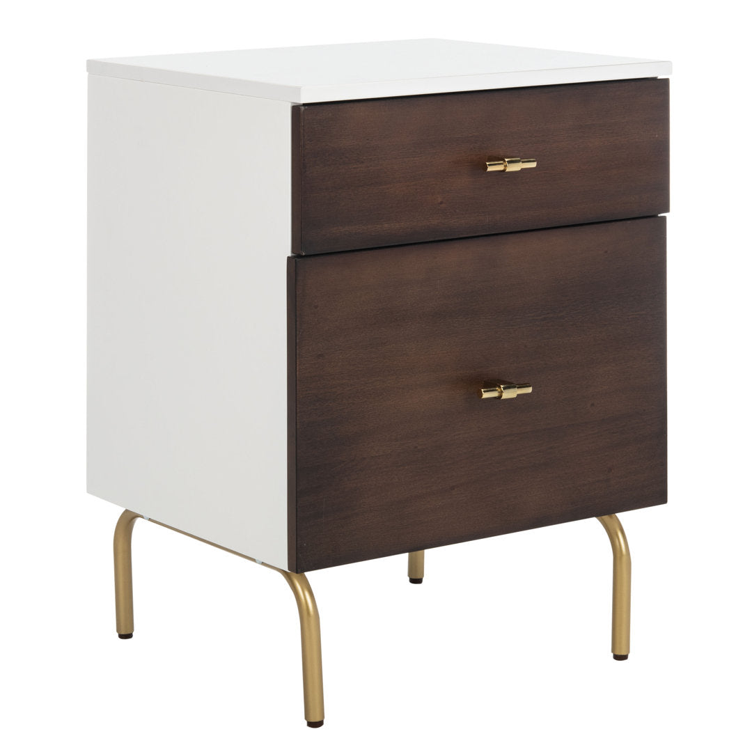 Linaris 2 - Drawer Nightstand Ivy Bronx Color: White/Gold