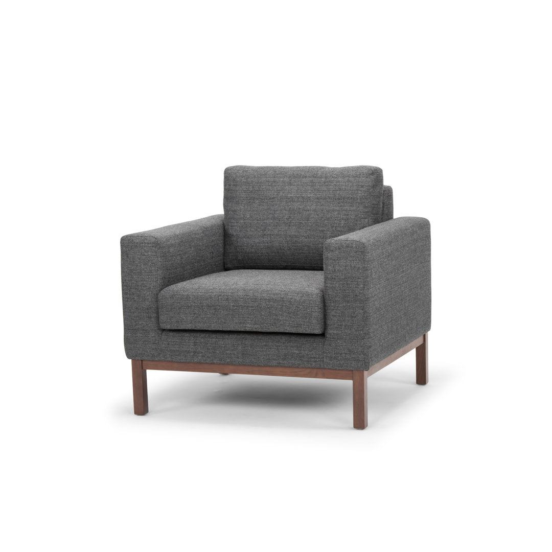 Clayton Upholstered Armchair Joss & Main Fabric: Venga Antrazite Performance Basketweave
