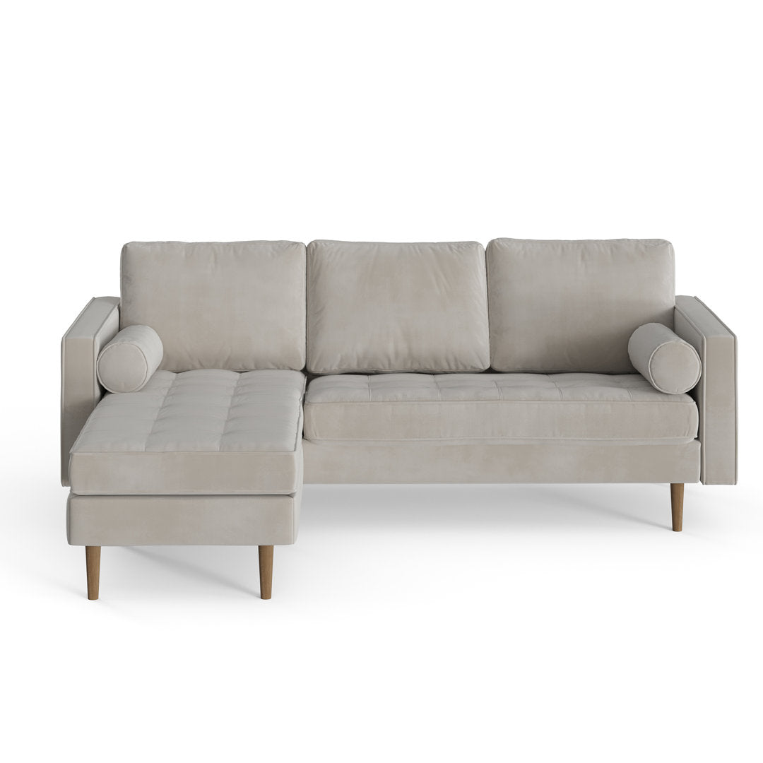 Geo 84" Wide Reversible Sofa and Chaise AllModern Body Fabric: Bella Platinum Performance Velvet