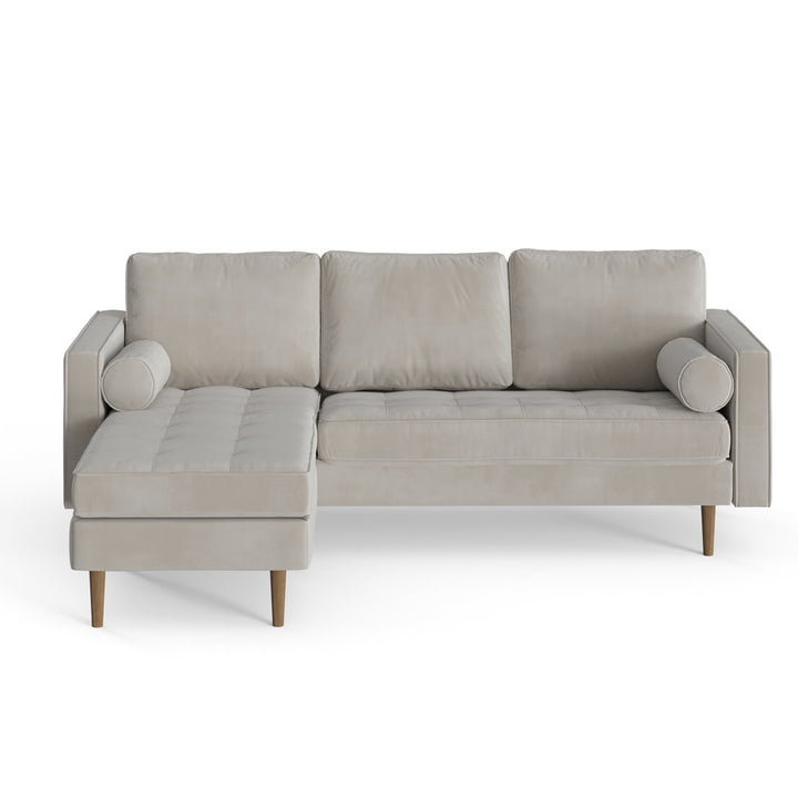 Geo 84" Wide Reversible Sofa and Chaise AllModern Body Fabric: Bella Platinum Performance Velvet