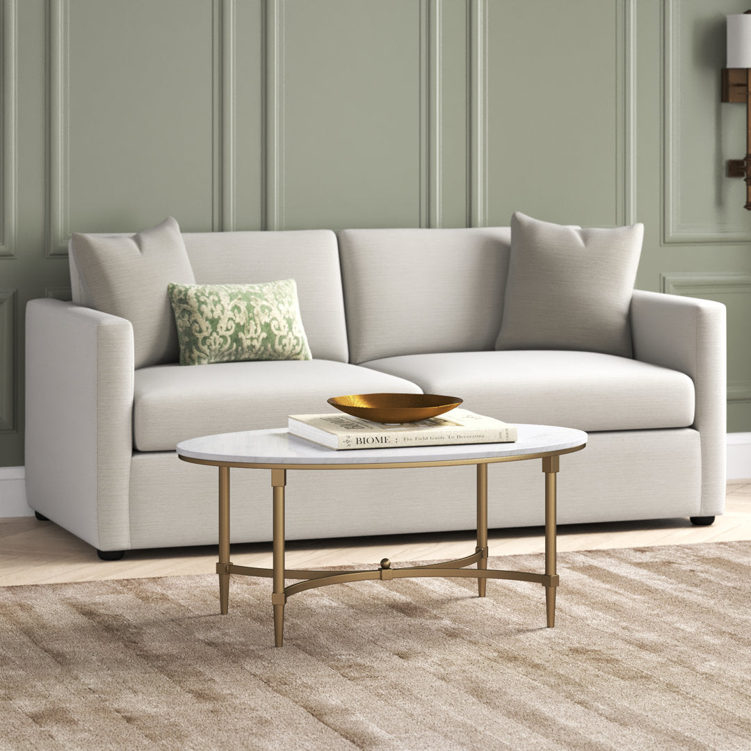 Bordeaux Gold Metal Faux Marble Top Oval Coffee Table Madison Park Signature