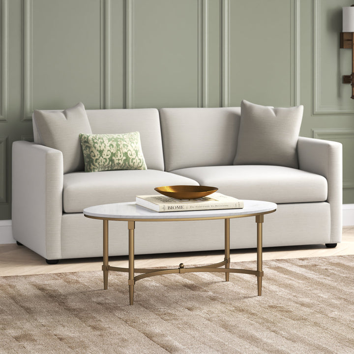 Bordeaux Gold Metal Faux Marble Top Oval Coffee Table Madison Park Signature
