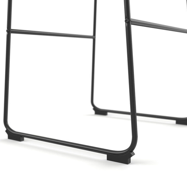 Nia Vegan Leather Bar & Counter Stool (Set of 2) AllModern Frame Color: Black Seat Height: Bar Stool (29" Seat Height), Upholstery: Brown Distressed Vegan Leather