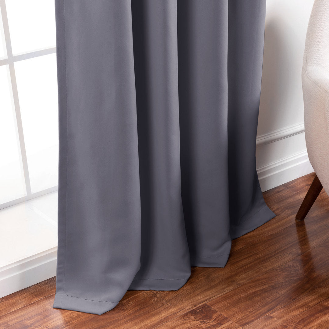 Bantam Solid Blackout Thermal Rod Pocket Curtain Panels (Set of 2) Ebern Designs Curtain Color: Gray Size per Panel: 52" W x 120" L