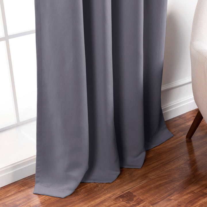 Bantam Solid Blackout Thermal Rod Pocket Curtain Panels (Set of 2) Ebern Designs Curtain Color: Gray Size per Panel: 52" W x 120" L