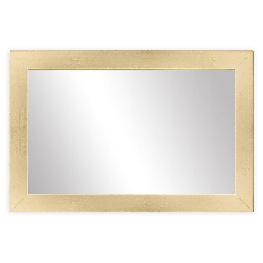 Shmuel Wood Framed with Safety Backing Ideal for Bathroom / Vanity Mirror Wade Logan® Size: 30" x 36" Finish: Champagne Bronze