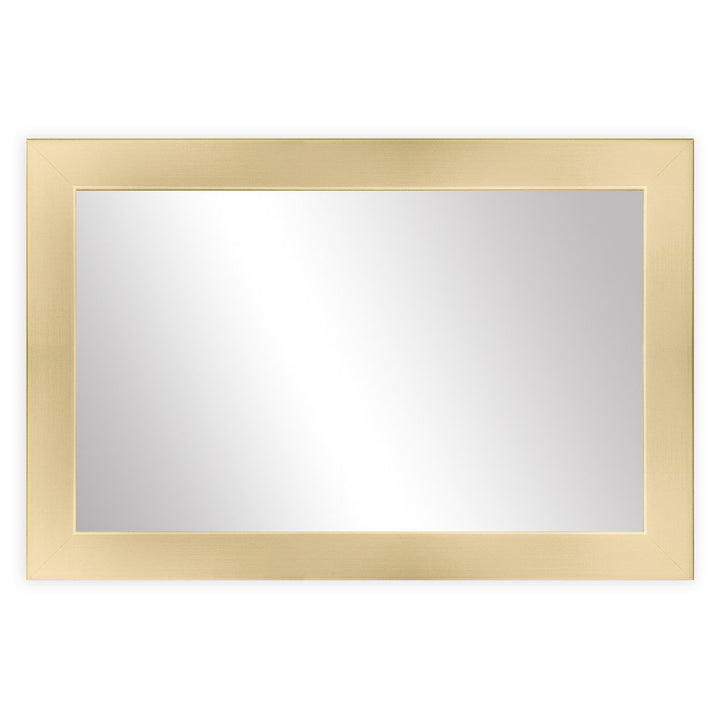Shmuel Wood Framed with Safety Backing Ideal for Bathroom / Vanity Mirror Wade Logan® Size: 30" x 36" Finish: Champagne Bronze