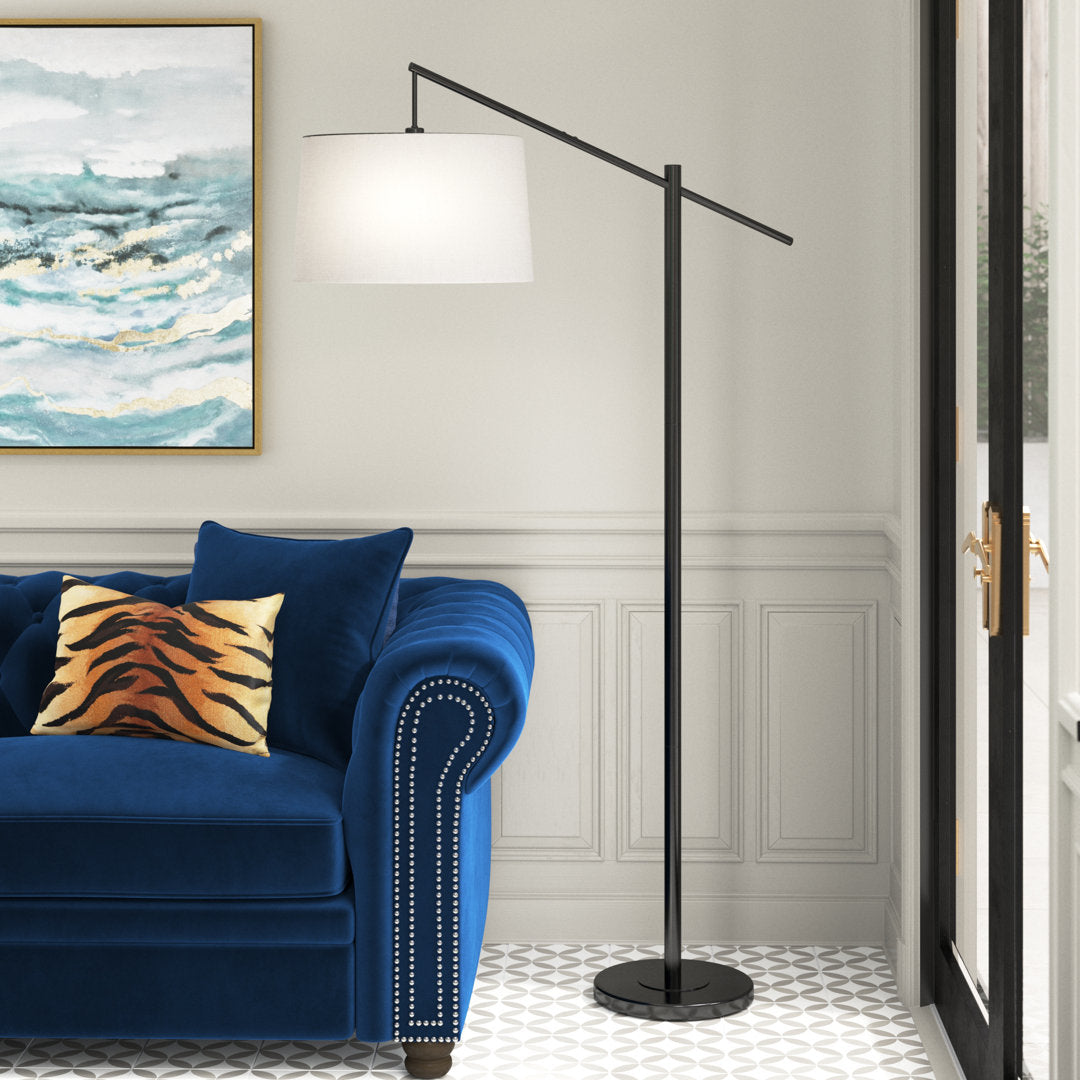 Dyanne 69" Task/Reading Floor Lamp Etta Avenue™ Shade Color: Natural Base Finish: Oiled Bronze
