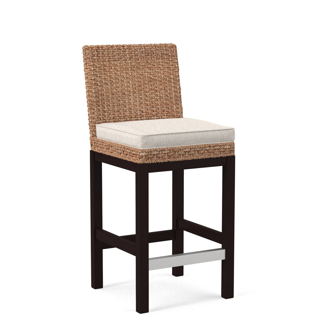Seagrass Top Counter Stool Braxton Culler Leg Color: Java Finish Body Fabric: Kensington Traditional; 0611-66