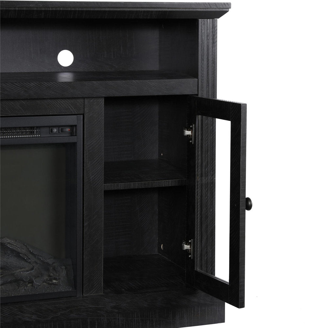Tucci TV Stand for TVs up to 50" with Electric Fireplace Included Darby Home Co Color: Black