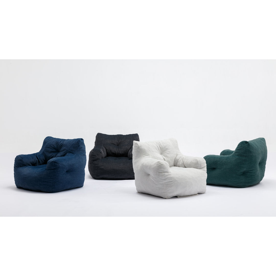 Medium Bean Bag Chair Viv + Rae™ Body Fabric: Blue Linen