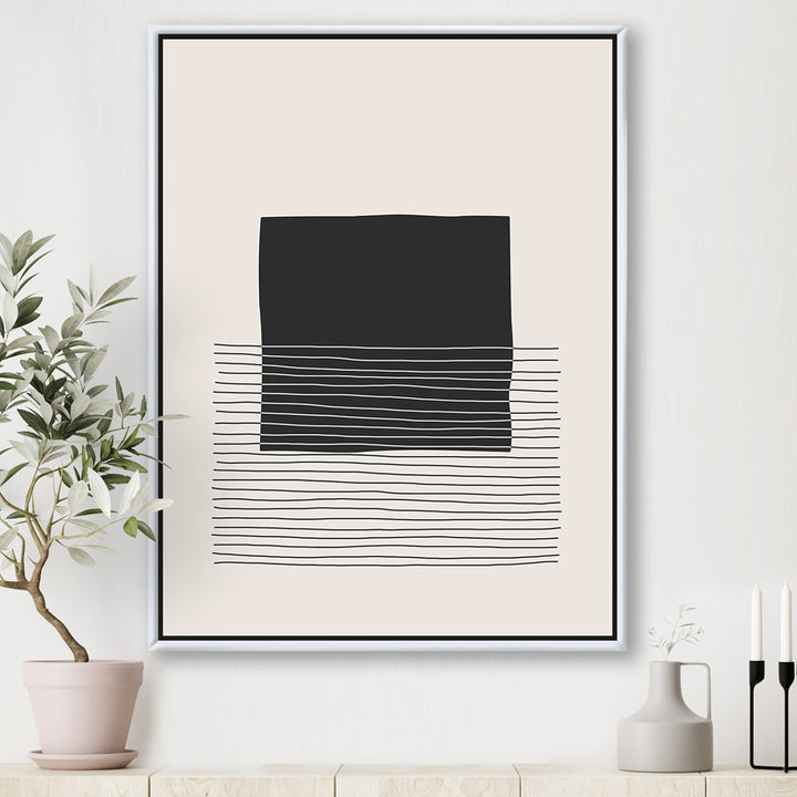 Kiro Minimal Geometric Lines and Squares VIII - Floater Frame Print on Canvas The Twillery Co.® Size: 40'' H x 30'' W x 1.5'' D Format: Gold Framed Canvas