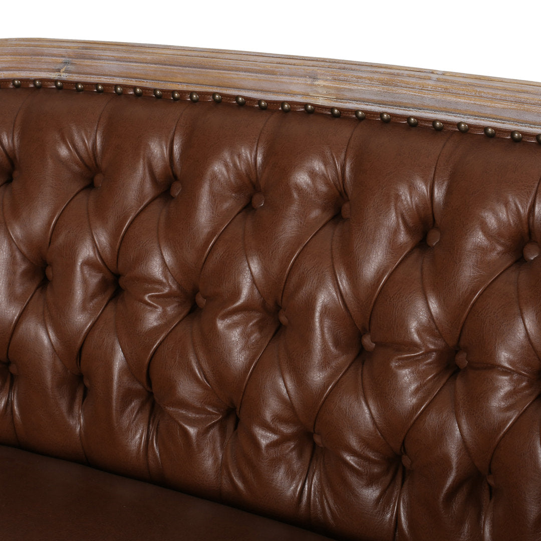 Atenea 49.5'' Upholstered & Birch Wood Loveseat August Grove® Upholstery Color: Cognac Faux Leather