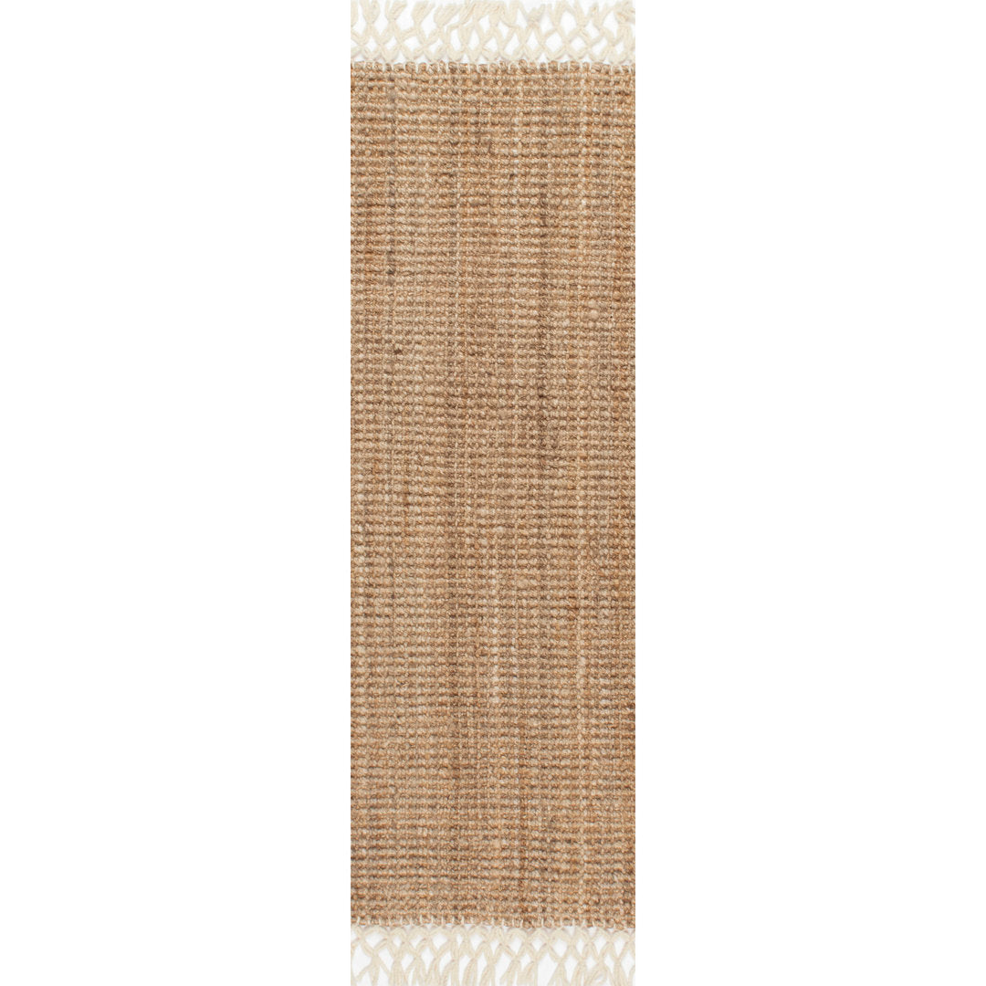 Werts Handmade Tufted Farmhouse Jute Tasseled Brown Rug Bay Isle Home™ Rug Size: Runner 2'6" x 8'