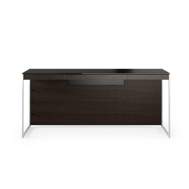 Sequel 20 Glass Desk BDI Color (Top/Frame): Charcoal Stained Ash/Satin Nickel