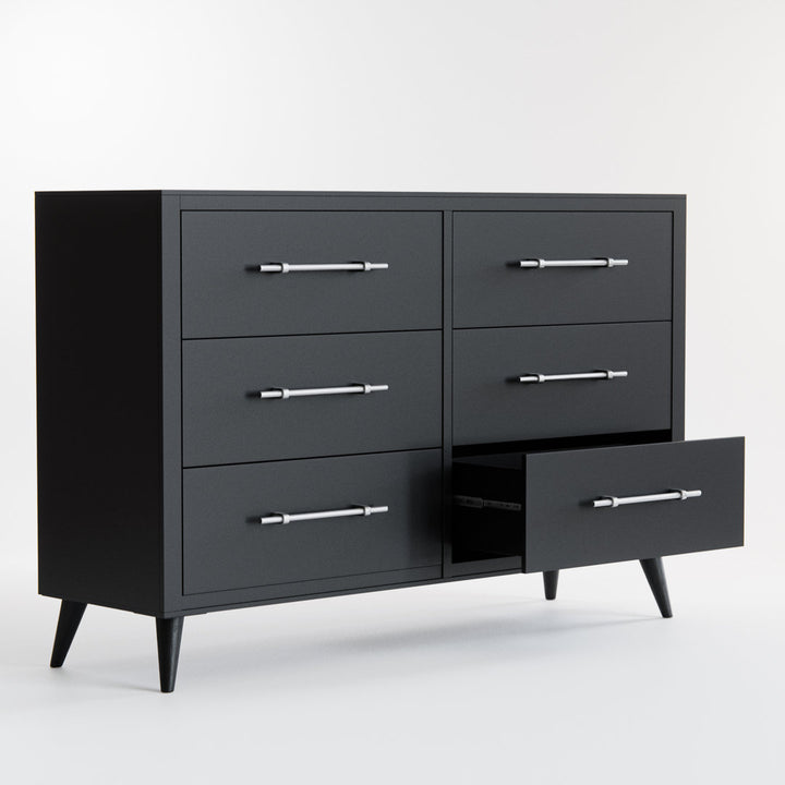 Kai 6 Drawer Double Dresser Mercury Row® Color: Black