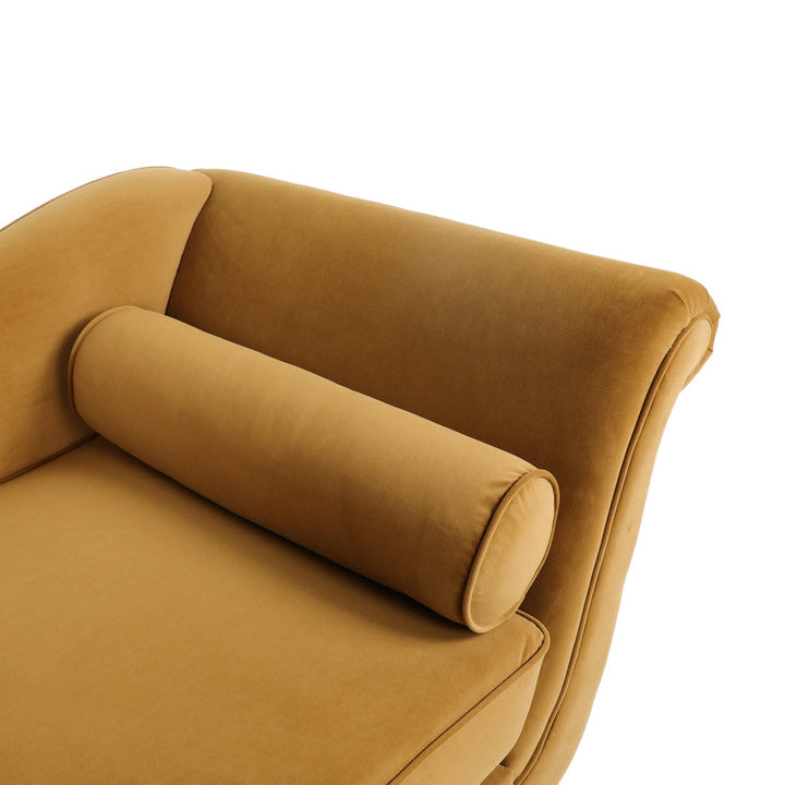Roiled Arms Chaise Lounge Everly Quinn Fabric: Turmeric Polyester Blend