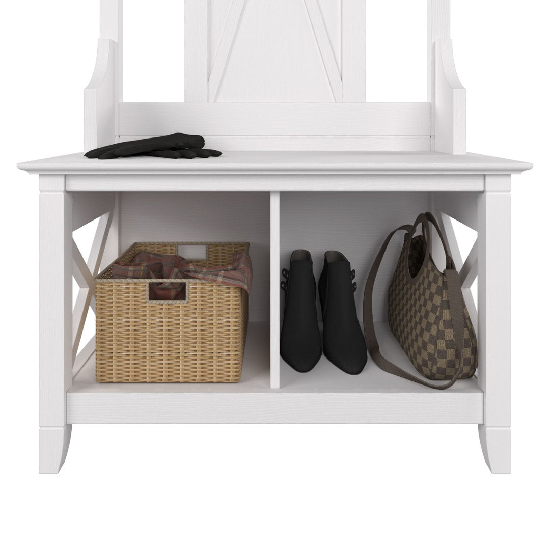 Huckins Hall Tree 32'' Wide with Bench and Shoe Storage Laurel Foundry Modern Farmhouse® Color: Pure White