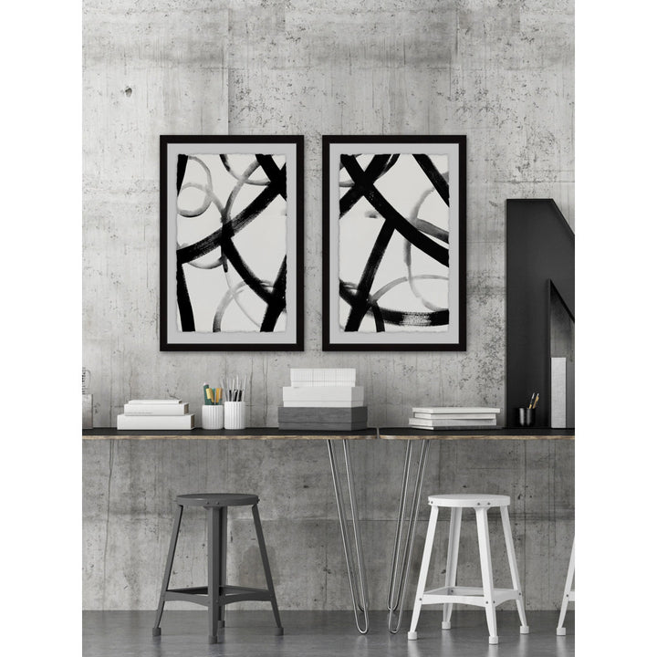 Monochrome Ripple Diptych' 2 Piece Framed Print Set Orren Ellis Size: 45" H x 30" W x 1.5" L