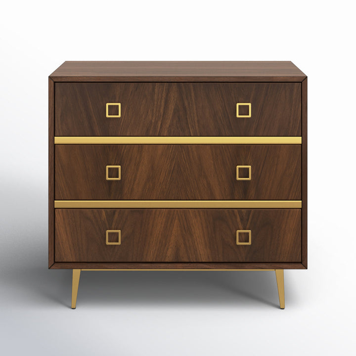 Malia 3 Drawers 31.9" W Dresser AllModern Color: Walnut/Gold