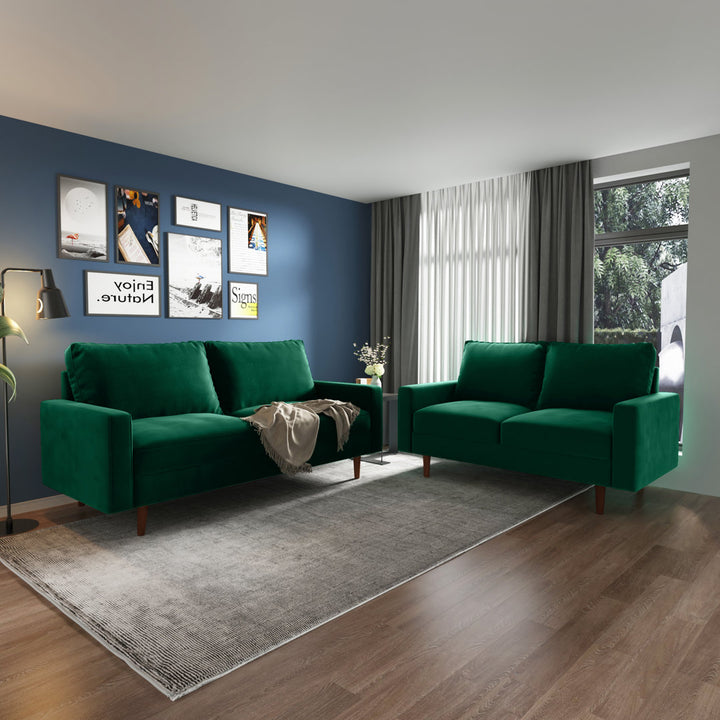 Markham 70" Velvet Square Arm Sofa Willa Arlo™ Interiors Fabric: Green Polyester