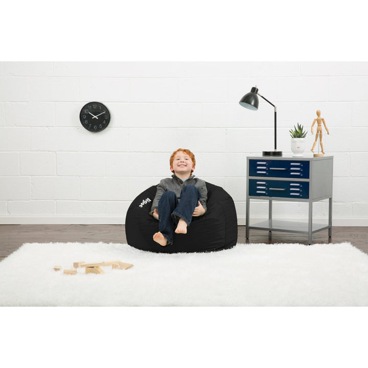 Big Joe Classic Bean Bag Chair Big Joe Size: 16"H x 27.5"W x 27.5"D Fabric: Stretch Limo Black Polyester Blend