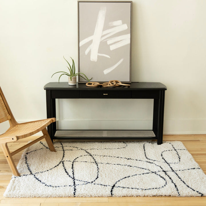 Rectangle Audeliz Abstract Machine Made Power Loom Polypropylene Area Rug in Cream Wade Logan® Rug Size: Rectangle  6'7" x 9'6"