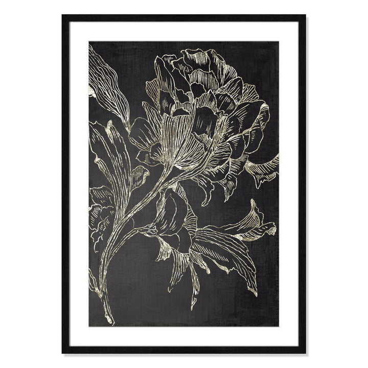 Golden Flower Folklore I by Asia Jensen - Picture Frame Graphic Art Print Joss & Main Size: 35.5" H x 25.5" W Format: Black Framed