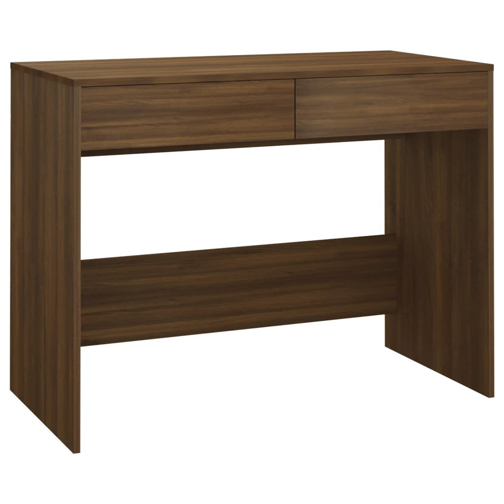 Desk with Drawers Computer Desk Home Office Study Table Engineered Wood Latitude Run® Color: Brown Oak