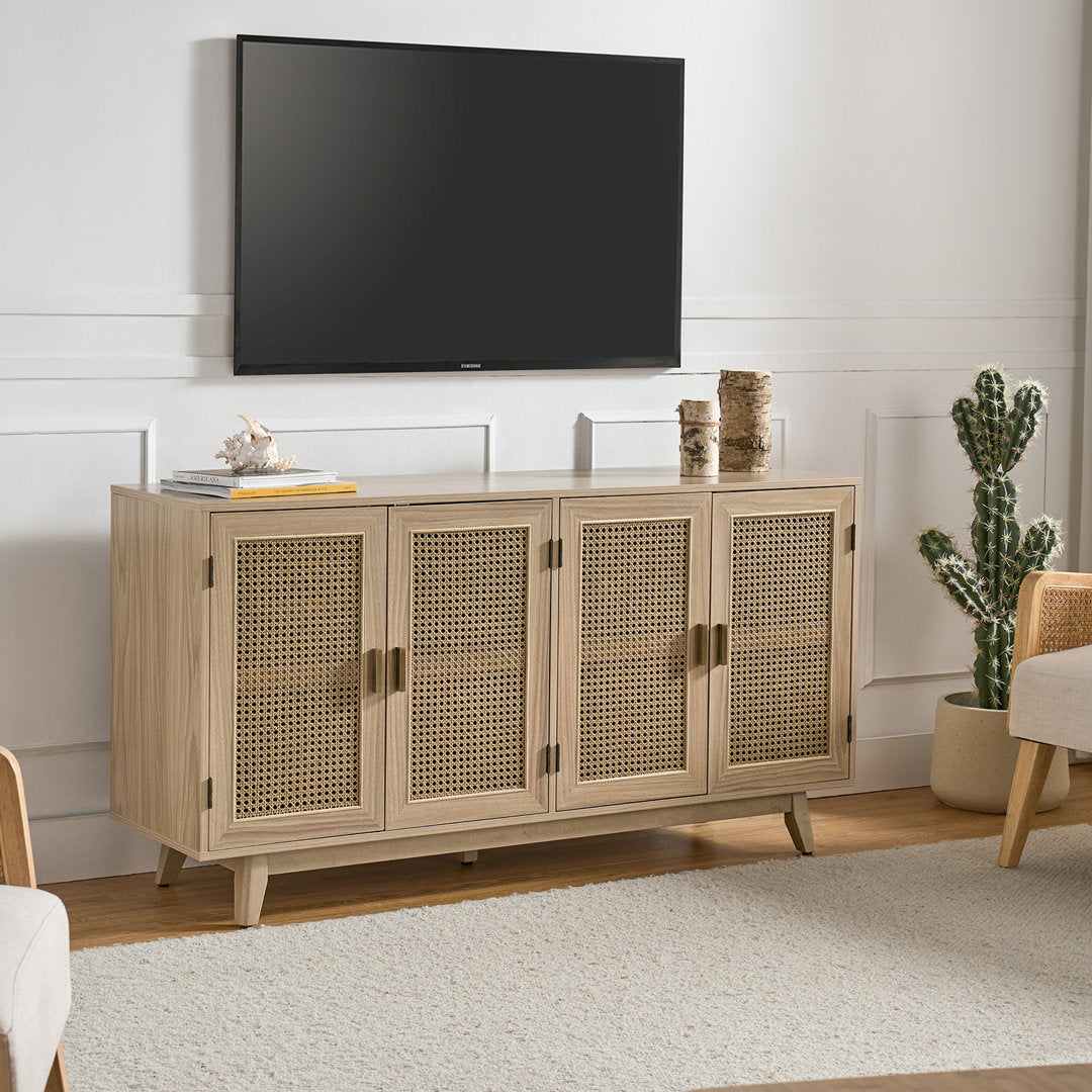 Emily 56.8''Rattan TV Stand With Storage Kelly Clarkson Home Color: Acorn