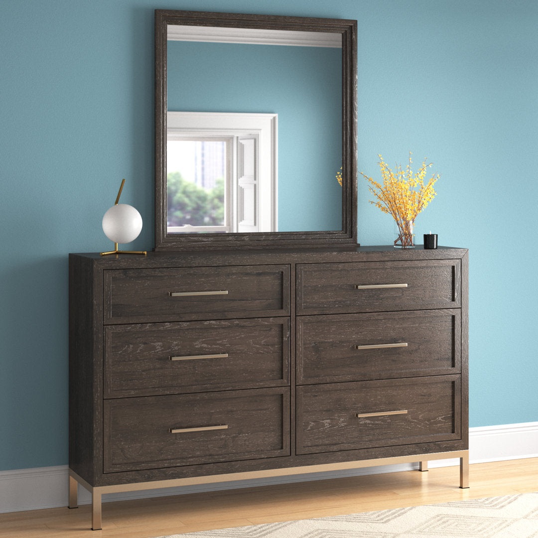 Briner 6 Drawer 81" W Double Dresser with Mirror Mercury Row®