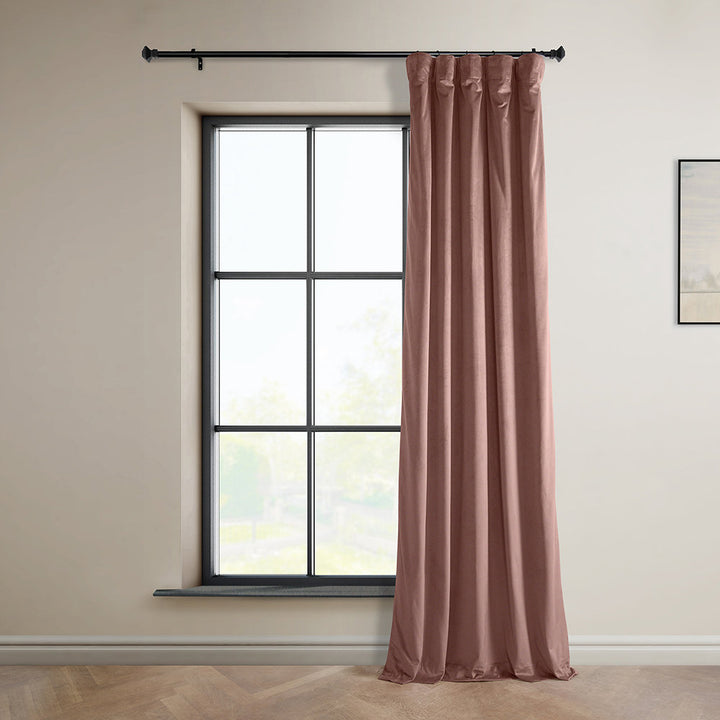 Matra Plush Velvet Curtains for Bedroom - Room Darkening Curtains for Living Room Window Single Panel AllModern Curtain Color: Wild Rose Size per Panel: 100" W x 84" L