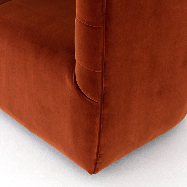 Bari 33" Wide Tufted Velvet Swivel Barrel Chair Joss & Main Fabric: Sapphire Rust