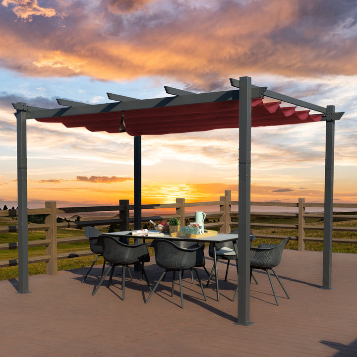 Atlantics Outdoor Retractable Pergola with Sun Shade Canopy 10' x 13' Kozyard Color: Burgundy