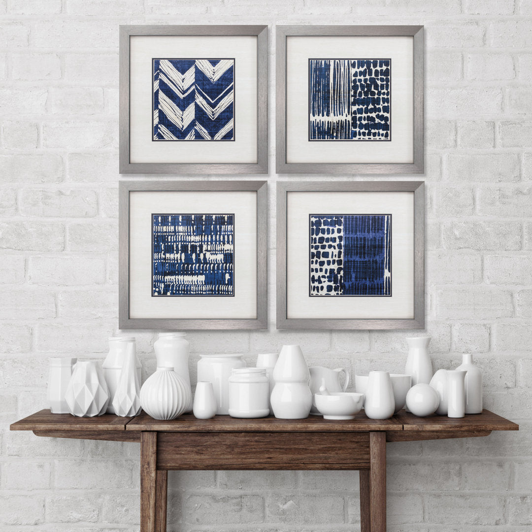 Indigo Batik - 4 Piece Frame Graphic Art Set on Paper (Set of 4) Dakota Fields