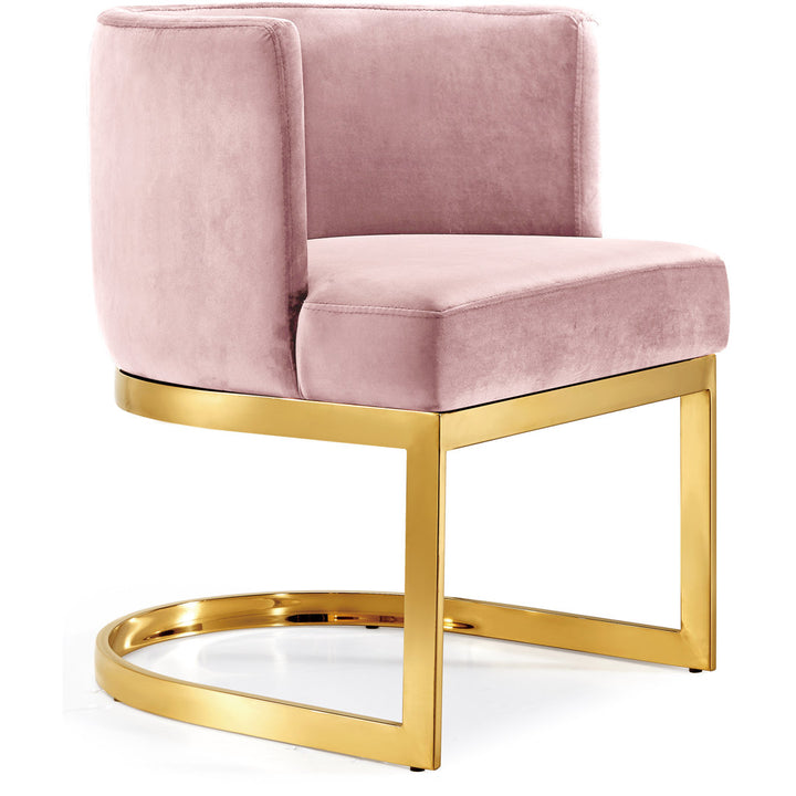 Barnier Wingback Arm Chair Everly Quinn Upholstery Color: Plush Pink, Leg Color: Gold