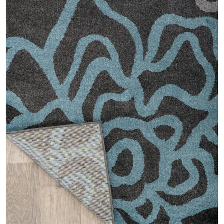 Carius Performance Floral Gray/Blue/Black/White Area Rug Winston Porter Rug Size: Rectangle 6'6" x 9'