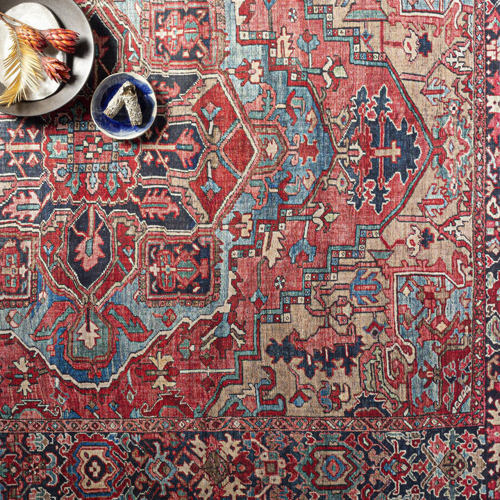 Fleckenstein Oriental Bright Red/Beige/Blue Area Rug Langley Street® Rug Size: Runner 2'6" x 7'6"