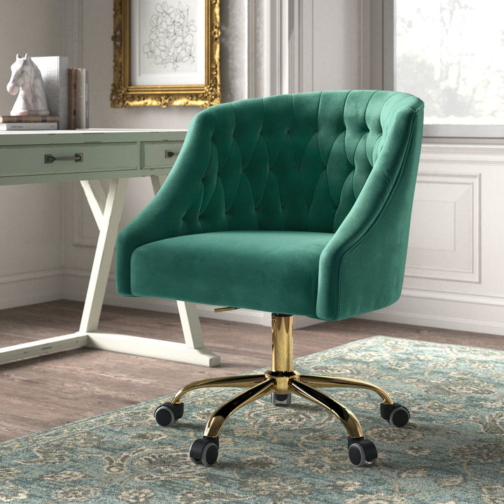 Louise 35.5'' H Velvet Hand-Curated Task Chair with Button Tufted Kelly Clarkson Home Upholstery Color: Green Velvet