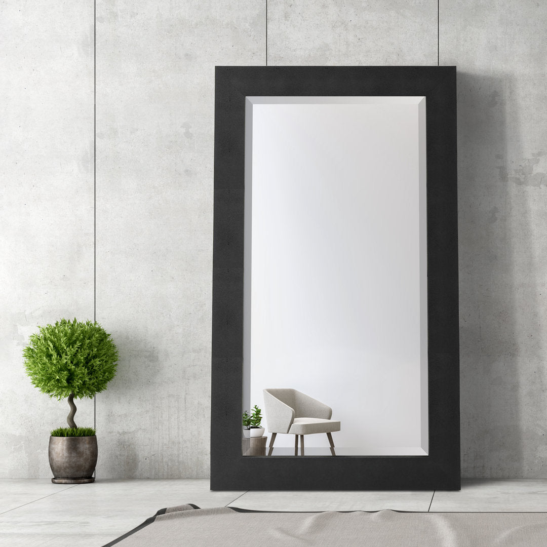 Metallic Shagreen Leather Framed Beveled Accent Mirror Empire Art Direct Finish: Black