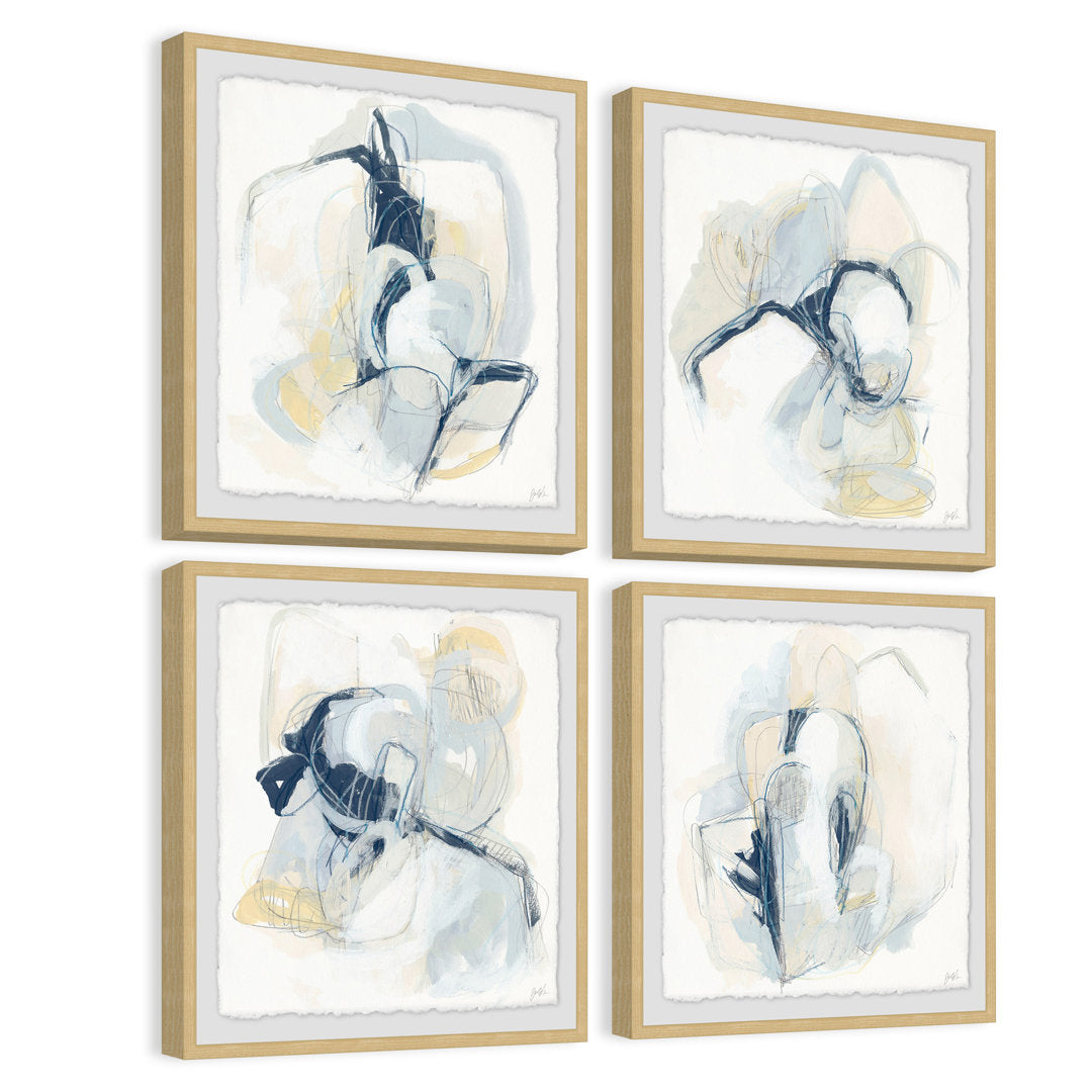 Pastel Sketches - 4 Piece Picture Frame Print Set on Paper Wrought Studio™ Frame Size: 18" H x 18" W